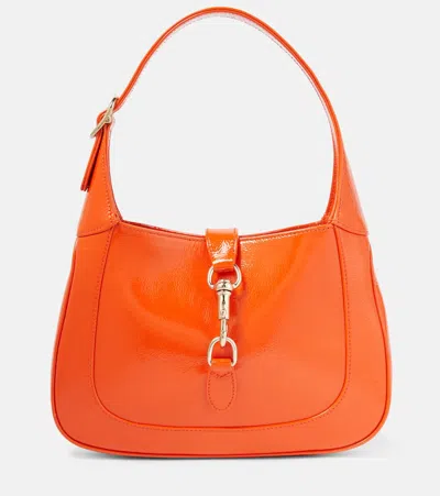Gucci Jackie Medium Patent Leather Shoulder Bag In Orange Rid/vrv