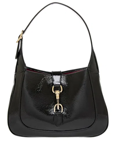 Gucci Jackie Small Patent Leather Shoulder Bag In Black