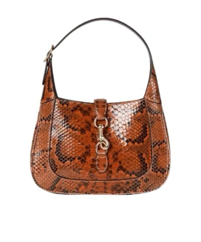 Gucci Jackie Small Python Shoulder Bag In Orange