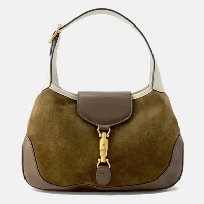 Pre-owned Gucci Jackie Vintage Shoulder Bag Brown Suede Leather