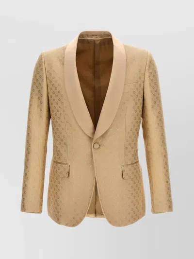 Gucci Men Clamp Jacquard Blazer In Cream