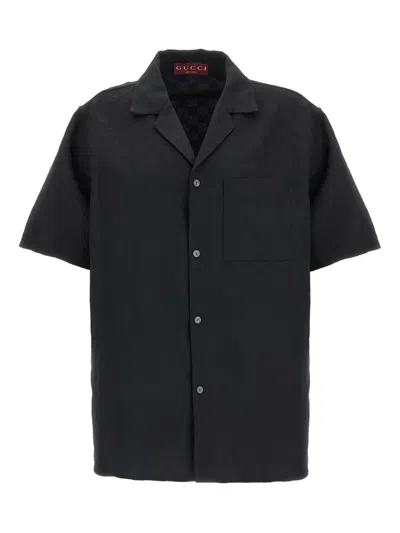 Gucci Classic Short-sleeve Cotton Shirt In Black