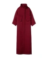 Gucci Bordeaux Coat With Adjustable Stand-up Collar And Drawstring Waist In Gg Canvas Woman In Red