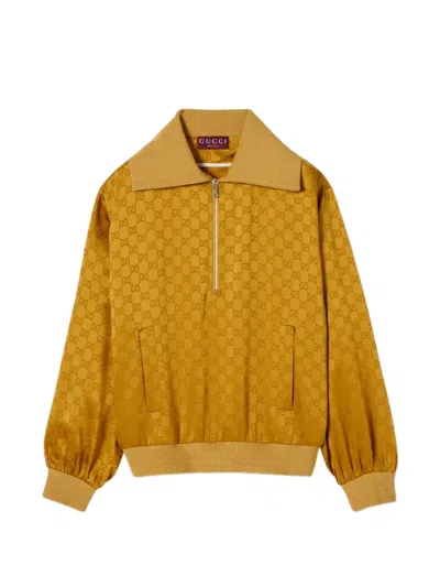 Gucci Jacquard Collared Jacket In Yellow