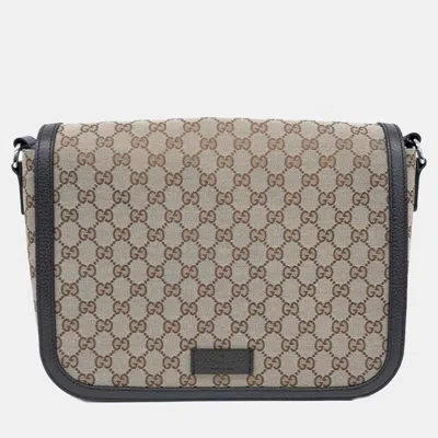 Pre-owned Gucci Jacquard Crossbody Bag In Beige