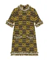 Gucci Jacquard G Monogram Wool Dress In Brown