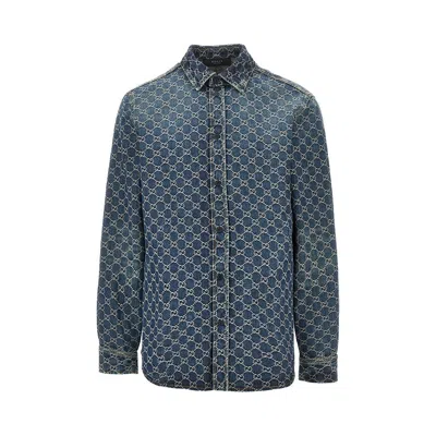 Gucci Gg Wool Jacquard Shirt In Multi