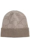 Gucci Jacquard Patterned Hat Turn-up Brim In Brown
