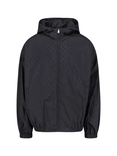 Gucci Jacquard Gg Nylon Jacket In Black