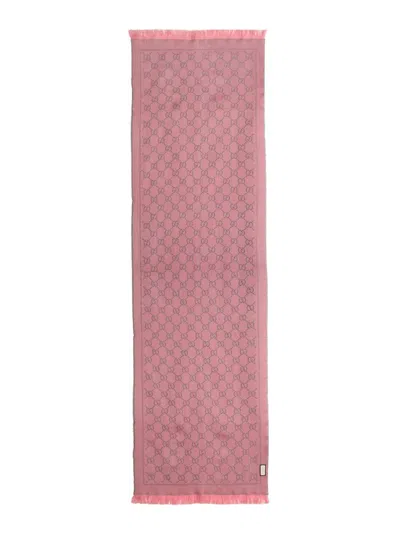Gucci Jacquard "gg" Scarf In Pink