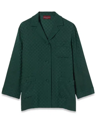 Gucci Jacquard Gg Shirt In Green