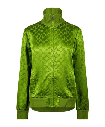 Gucci Jacquard Gg Zip Jacket In Green