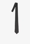 Gucci Slim Jacquard Silk Tie With Bit Pattern In Gray