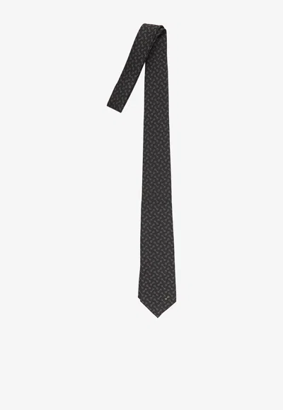 Gucci Jacquard Horsebit Silk Tie In Black