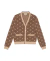 Gucci Jacquard Knit Cardigan In Brown