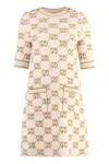 Gucci Gg-jacquard Mini Dress In Beige