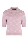 Gucci Monogram Jacquard Knit Top In Pink