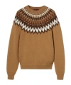 Gucci Embellished Wool Jacquard Sweater In Brown