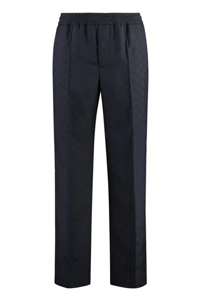 Gucci Jacquard Motif Trousers In Blue