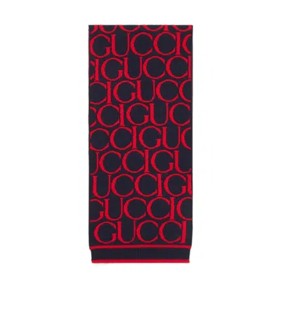 Gucci Jacquard Pattern Scarf In Black