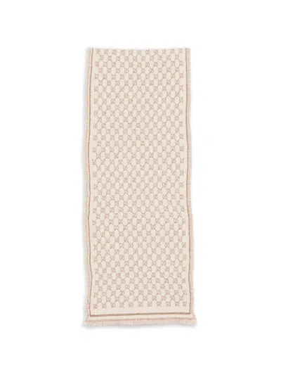 Pre-owned Gucci Jacquard Scarf In Neutral