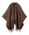 Gucci Gg Wool Jacquard Cape In Brown