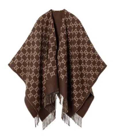 Gucci Jacquard Shawl In Brown
