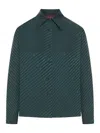 Gucci Interlocking Jacquard Silk Long Sleeve Shirt In Green