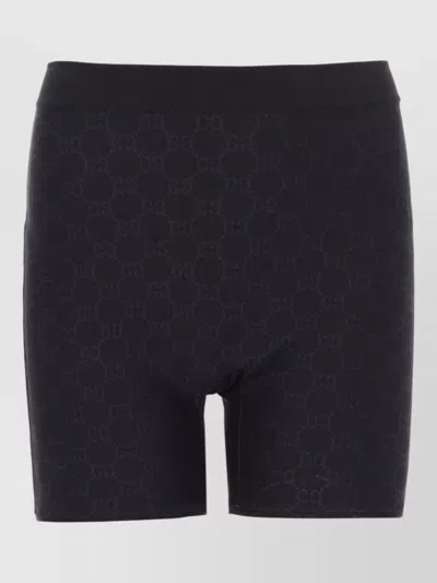 Gucci Slim Fit T-shirt Jacquard Gg Shorts In Black