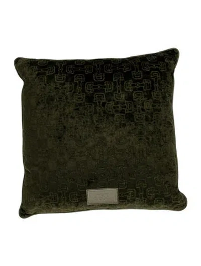 Pre-owned Gucci Jacquard Velvet Throw Pillow In Green