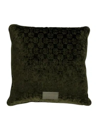 Pre-owned Gucci Jacquard Velvet Throw Pillow In Green