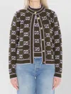 Gucci Jacquard Wool Cardigan Featuring Pockets In Green