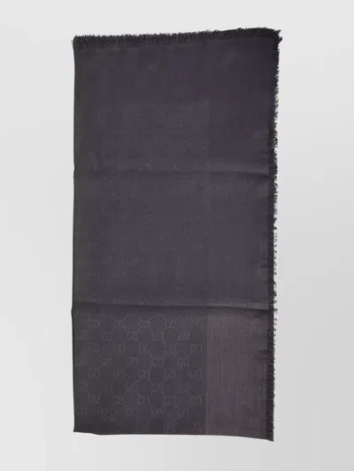 Gucci Jacquard Wool Silk Scarf Fringe