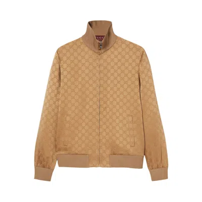 Pre-owned Gucci Jacquard Zip Jacket 'vintage Camel' | Tan | Women's Size M
