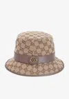 Gucci Beige Logo Bucket Hat In Brown
