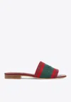 Gucci Web Stripe Embroidered Slides