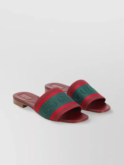 GUCCI JANE STRIPED COTTON SANDALS