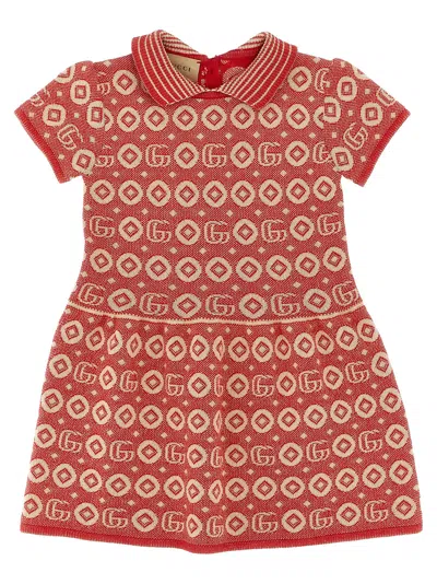 Gucci Kids' Jaquard Logo Dress In Red