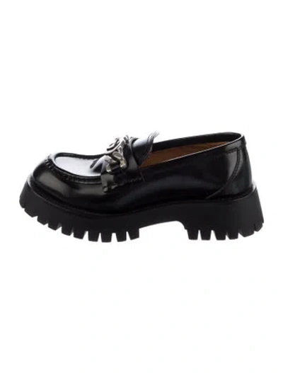 Pre-owned Gucci Jeanne Moc Toe Platform Loafers Interlocking G Logo Loafers In Black