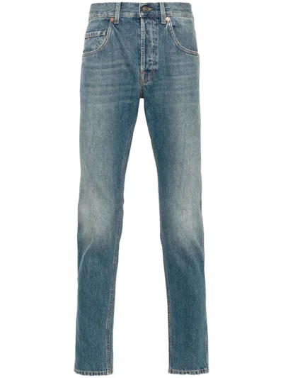 Gucci Horsebit-logo Tapered Jeans In Blue