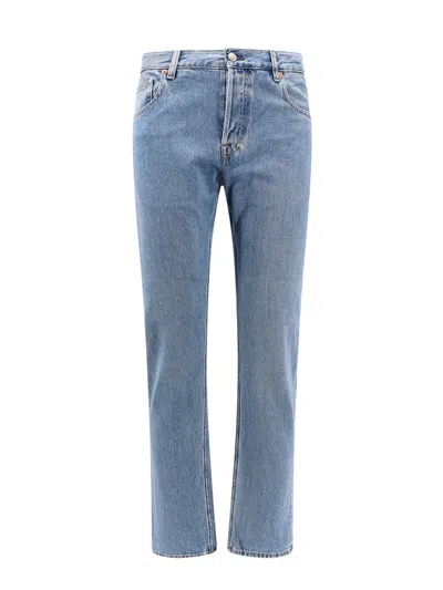 Gucci Web-stripe Tapered Jeans In Clear Blue
