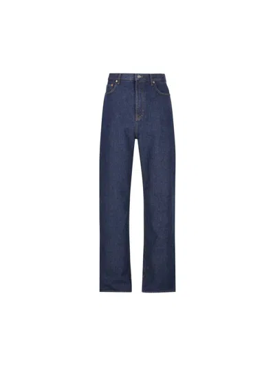 Gucci Men Cotton Jeans With Back Floral Print In Blue