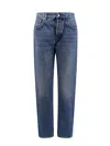Gucci Cotton Jeans With Back Logo Patch In Blue