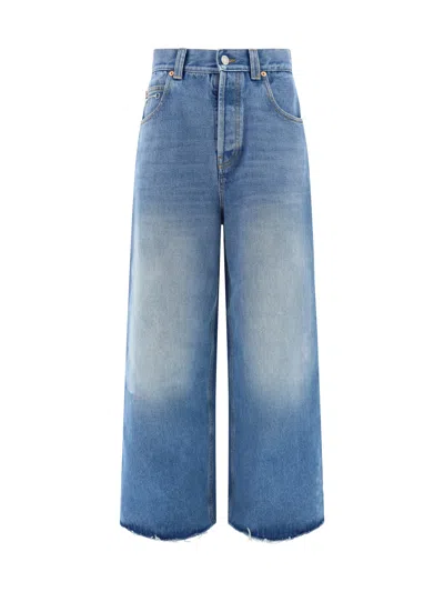 Gucci Organic Cotton Flared Denim Jeans In Blue