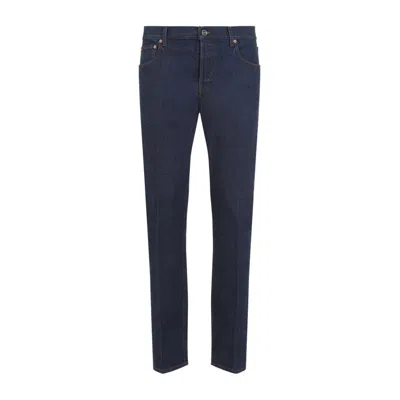 Gucci Denim Jeans With Belt Loops And Contrast Stitching In Blue
