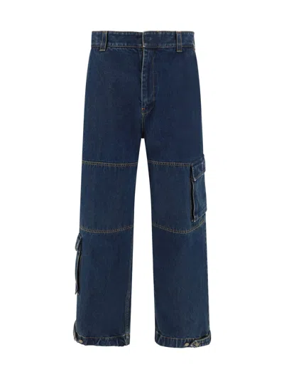 Gucci Oversize Cotton Jeans Wide Leg In Blue