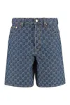 Gucci Low Waist Gg Denim Jacquard Shorts In Blue