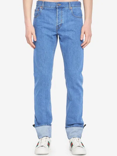 Gucci Men Tapered Leg Jeans In Blue