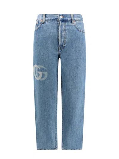 Gucci Jeans With Lasered Double G In Multi