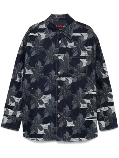 Gucci Jacquard-patterned Shirt In Blue